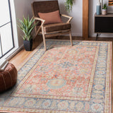 5' x 7' Coral Floral Power Loom Area Rug