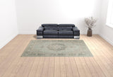 9' X 13' Sea Green Medallion Power Loom Area Rug
