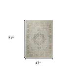 8' Sea Green Medallion Power Loom Runner Rug