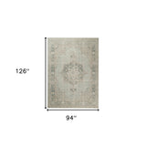 5' x 7' Sea Green Medallion Power Loom Area Rug