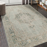 8' x 10' Sea Green Medallion Power Loom Area Rug