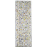 8' Blue Floral Power Loom Runner Rug