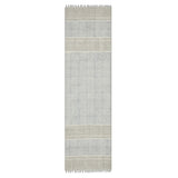 8' Blue Oriental Flatweave Handmade Distressed Runner Rug With Fringe
