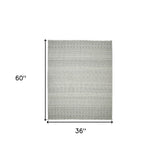 3' X 5' Gray Geometric Flatweave Handmade Distressed Area Rug With Fringe