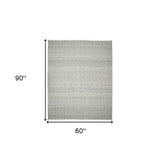 5' x 7' Gray Geometric Flatweave Handmade Distressed Area Rug With Fringe