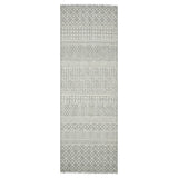 8' Gray Geometric Flatweave Handmade Distressed Runner Rug With Fringe