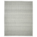 8' X 12' Gray Geometric Flatweave Handmade Distressed Area Rug With Fringe