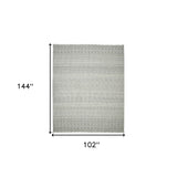 8' X 12' Gray Geometric Flatweave Handmade Distressed Area Rug With Fringe