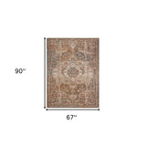 4' x 6' Taupe Medallion Power Loom Area Rug With Fringe