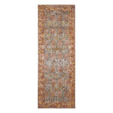 7' Teal Southwestern Power Loom Runner Rug With Fringe