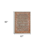 4' x 6' Teal Southwestern Power Loom Area Rug With Fringe