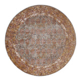 6' Teal Round Southwestern Power Loom Area Rug With Fringe