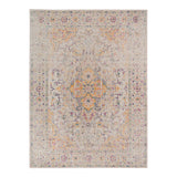 5' x 7' Yellow and Ivory Oriental Power Loom Area Rug With Fringe