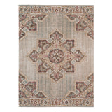 9' x 12' Beige Medallion Power Loom Area Rug With Fringe
