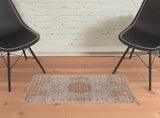 2' x 3' Sea Green Medallion Power Loom Area Rug With Fringe