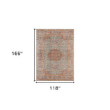 9' x 12' Sea Green Medallion Power Loom Area Rug With Fringe