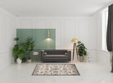 5' x 7' Gray and Ivory Floral Power Loom Area Rug
