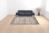 9' x 12' Gray and Ivory Floral Power Loom Area Rug