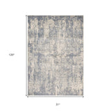10' Light Gray Abstract Power Loom Runner Rug