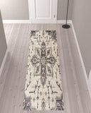 10' Ivory and Blue Medallion Power Loom Runner Rug