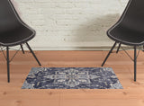 2' x 3' Purple and Ivory Medallion Power Loom Area Rug