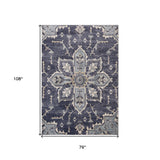5' x 8' Purple and Ivory Medallion Power Loom Area Rug