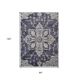 6' x 9' Purple and Ivory Medallion Power Loom Area Rug