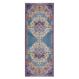 6' Blue and Orange Medallion Power Loom Runner Rug