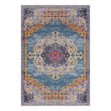8' x 10' Blue and Orange Medallion Power Loom Area Rug