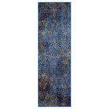 7' Blue and Yellow Southwestern Power Loom Runner Rug