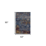 5' x 8' Blue and Yellow Southwestern Power Loom Area Rug