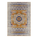 5' x 8' Orange and Ivory Medallion Power Loom Area Rug