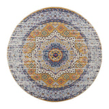 6' Orange and Ivory Round Medallion Power Loom Area Rug