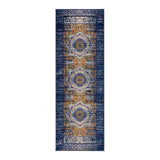7' Blue and Orange Medallion Power Loom Runner Rug