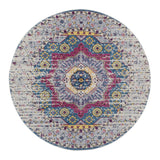 6' Pink and Ivory Round Medallion Power Loom Area Rug