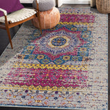 6' Pink and Ivory Round Medallion Power Loom Area Rug