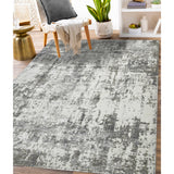 8' x 10' Gray and Ivory Abstract Power Loom Area Rug