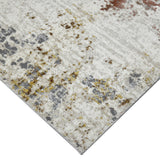 2' x 3' Red and Ivory Abstract Power Loom Area Rug