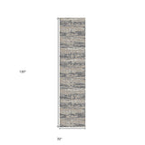 2' x 3' Blue and Gray Abstract Power Loom Area Rug