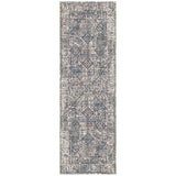 8' Gray and Ivory Oriental Power Loom Runner Rug