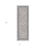 2' x 3' Gray and Ivory Oriental Power Loom Area Rug