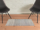 2' x 3' Gray and Ivory Geometric Shag Area Rug