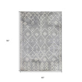 2' x 3' Gray and Ivory Geometric Shag Area Rug
