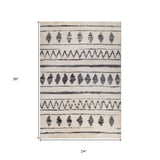 5' x 8' Gray and Ivory Geometric Shag Area Rug