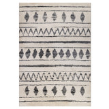 2' x 3' Black and Off White Geometric Shag Area Rug