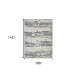 9' x 12' Gray and Red Abstract Power Loom Area Rug