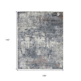 9' x 12' Gray and Blue Abstract Power Loom Area Rug