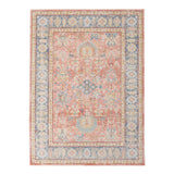 2' x 3' Blue and Pink Oriental Power Loom Distressed Area Rug