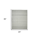 2' x 3' Gray and Ivory Geometric Flatweave Handmade Distressed Area Rug with Fringe