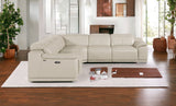 Light Gray Italian Leather Power Reclining U Shaped Five Piece Corner Sectional With Console